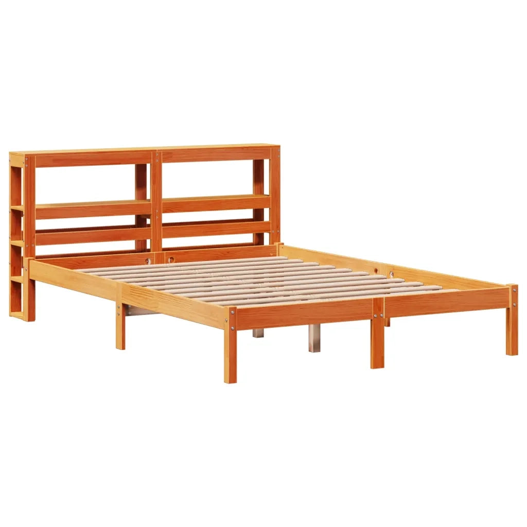 vidaXL Giroletto con Testiera Marrone Cera 135x190 cm Massello Pino