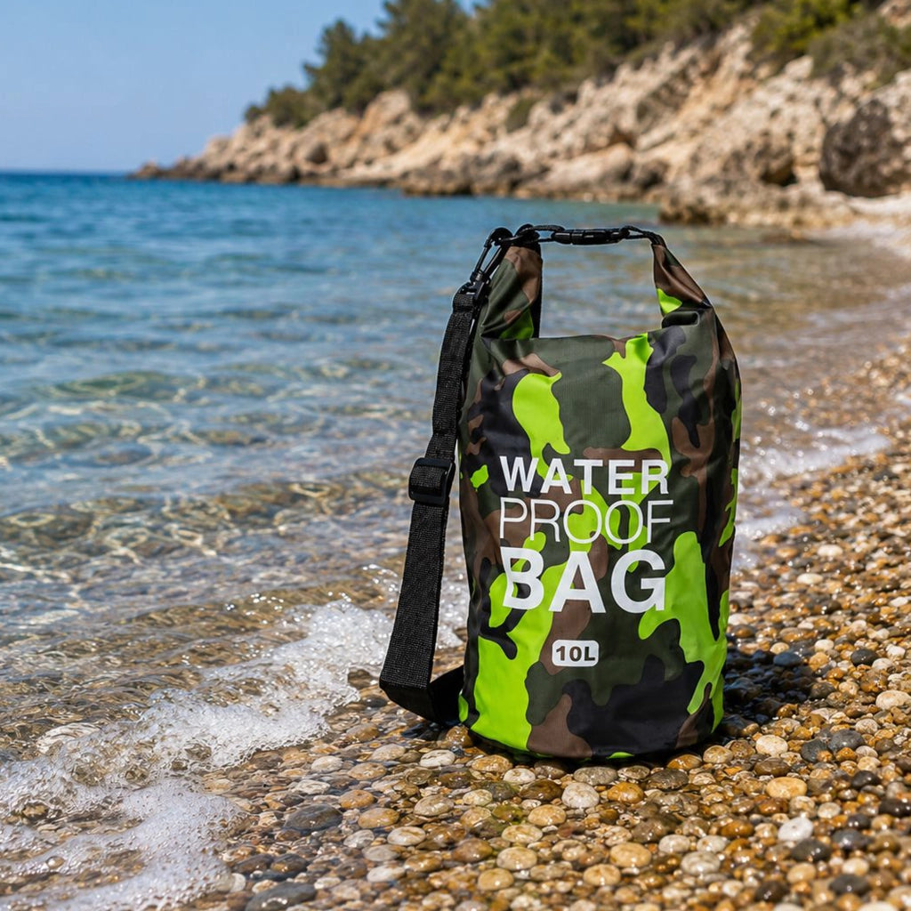 Senine, Borsa Impermeabile Capacità 10 lt, Verde Mimetica