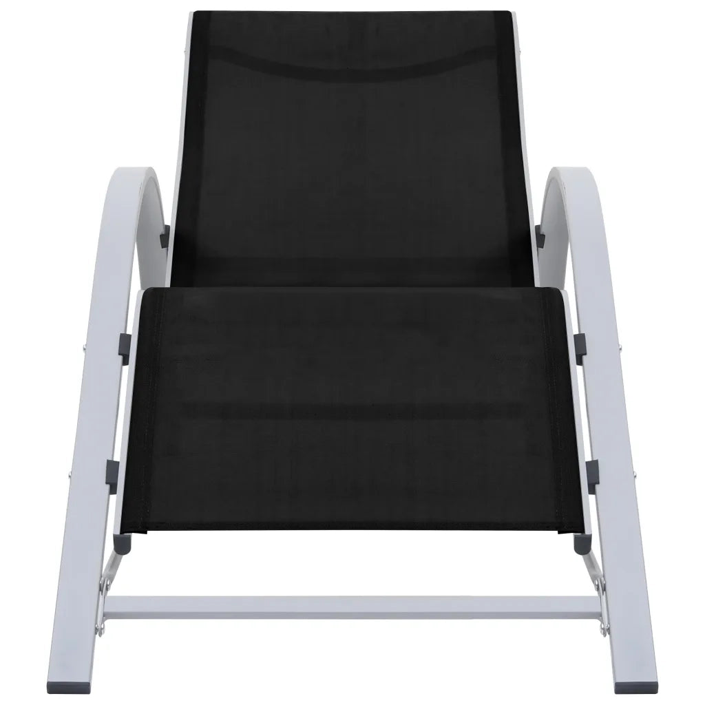 Lettini PrendiLettino sole | Sdraio da giardino | Lettino da sole con Tavolino 2 pz in Alluminio Nero