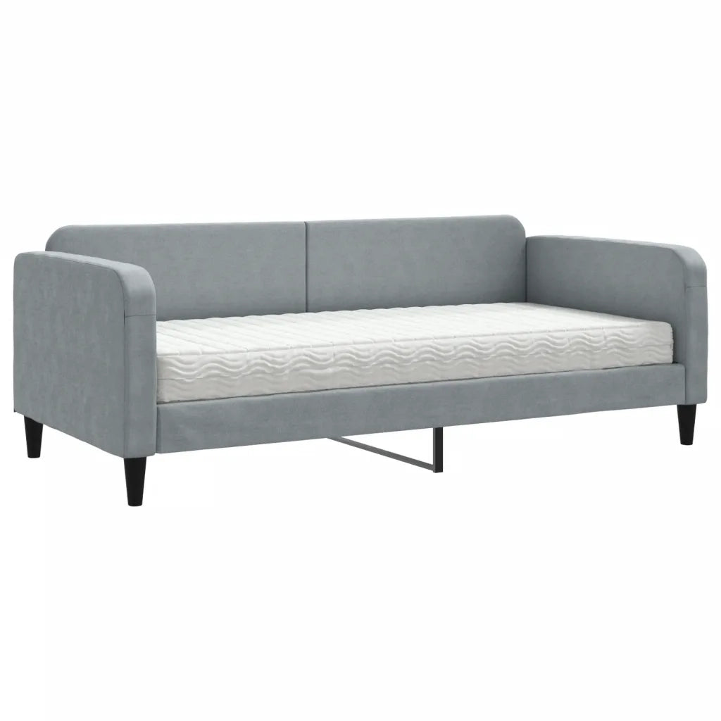 Divano Letto con Materasso Grigio Chiaro 90x190 cm in Tessuto