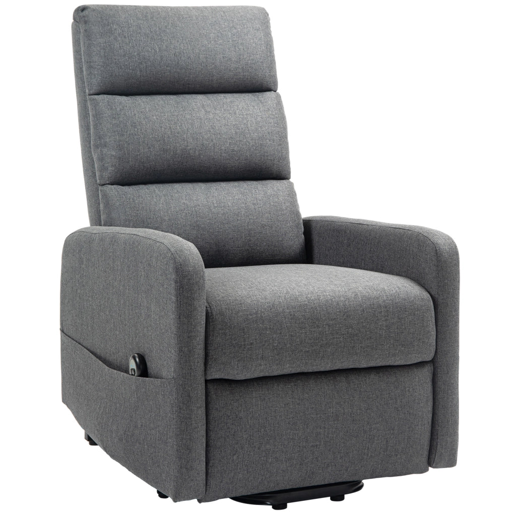 Poltrona Relax Elettrica con Alzapersona ¨C zephmum ¨C Grigio, Tessuto, Telecomando