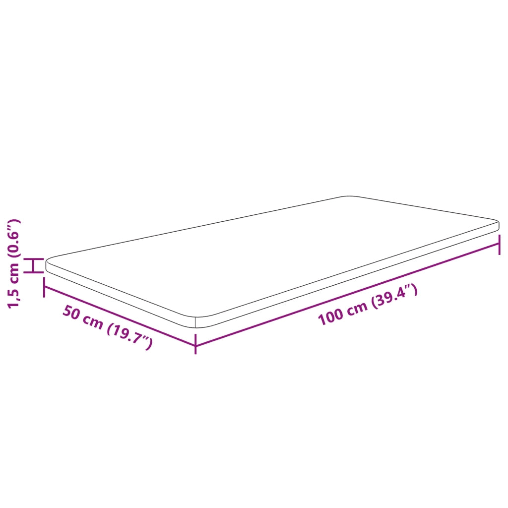 Piano Bagno Marrone Scuro 100x50x1,5cm Legno Massello Trattato 343025