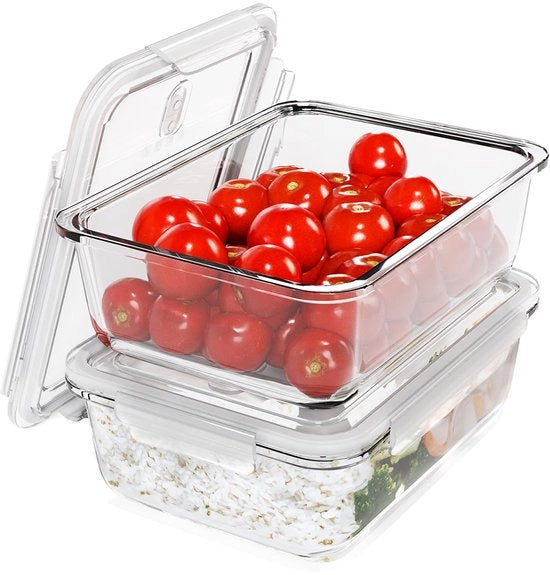 Set di contenitori in vetro per alimenti con coperchio | Lotto da 2 | Adatto per microonde, lavastoviglie, congelatore e forno | Box da pasto in vetro | Con apertura per vapore | Contenitore in vetro con coperchio | C-FHD 4024 G