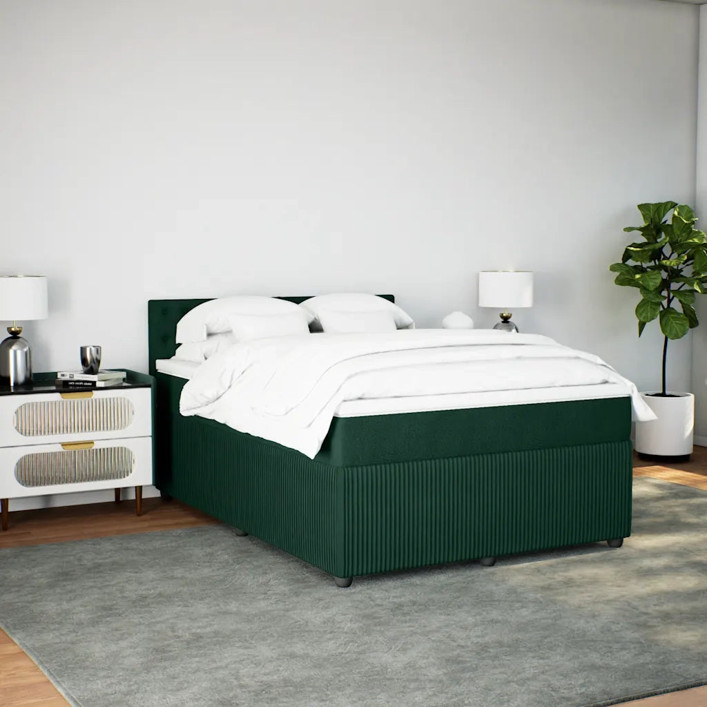 Giroletto a Molle con Materasso Verde Scuro 140x190 cm Velluto