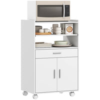 Mobile Cucina Multiuso 59x40x92 cm con Ripiano Estraibile in MDF Bianco