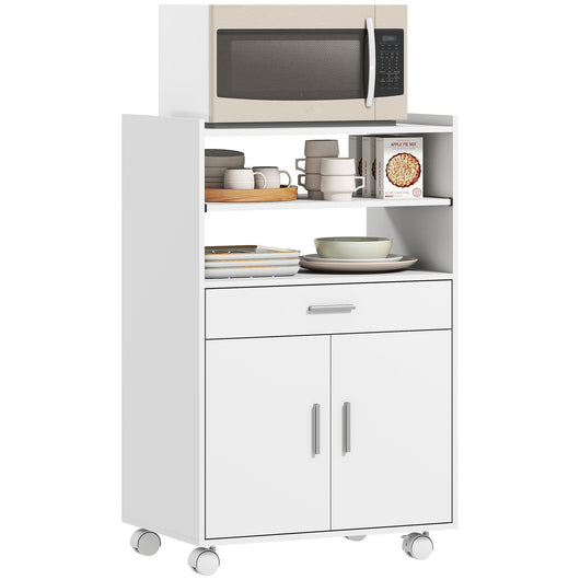 Mobile Cucina Multiuso 59x40x92 cm con Ripiano Estraibile in MDF Bianco