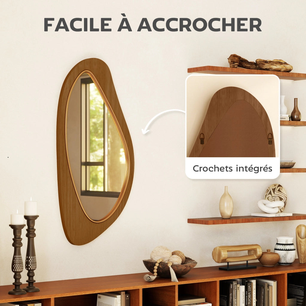 Specchio da parete asimmetrico ¨C zephmum ¨C 91.5x45 cm, effetto legno naturale