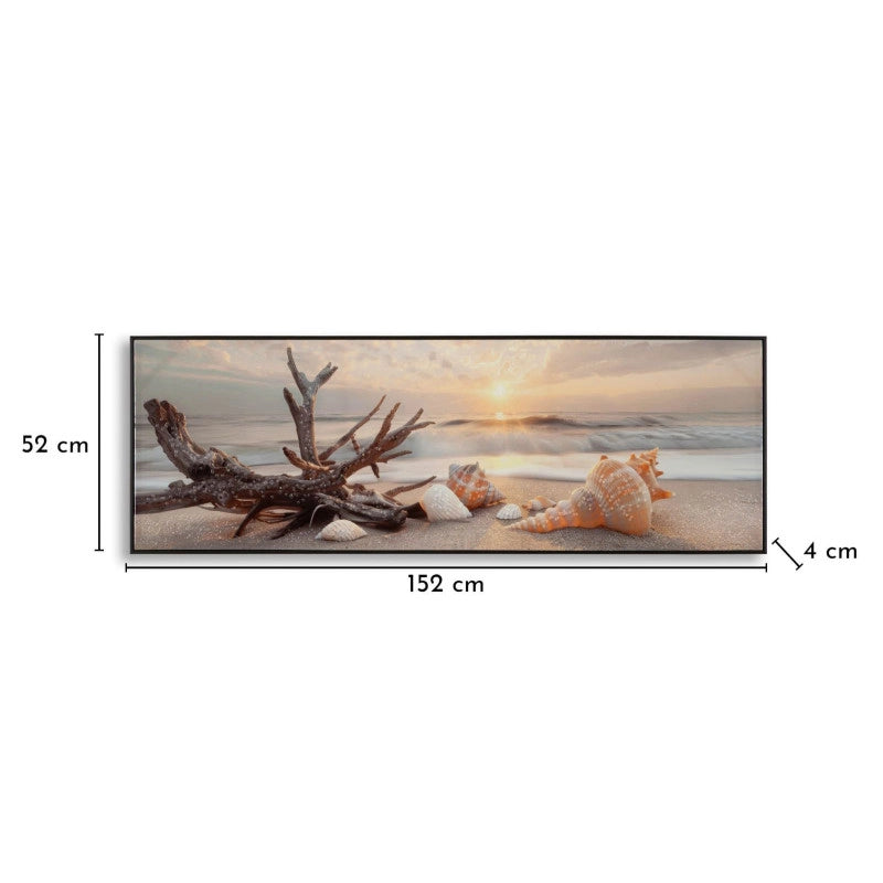 Stampa Dipinta Su Tela Laccata Beach Con Cornice -b- cm 152x4x52