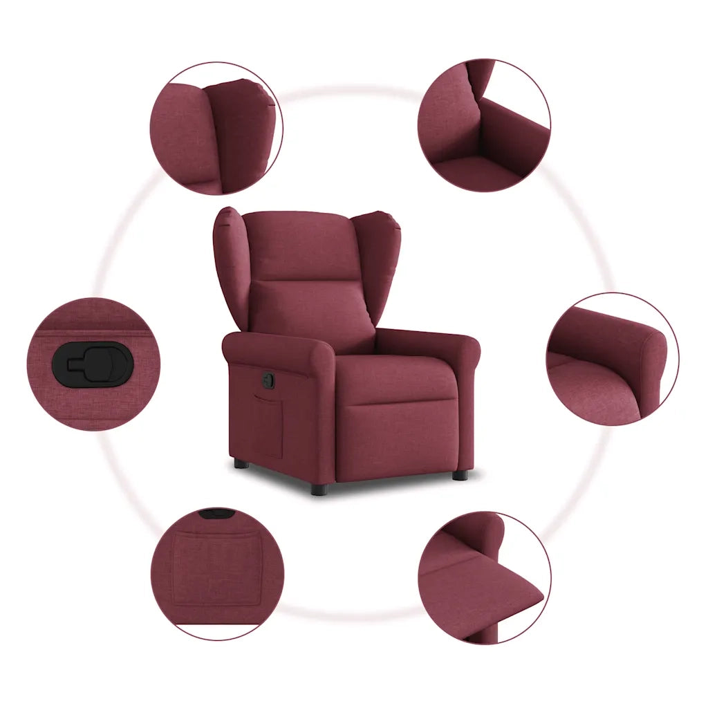 Poltrona Reclinabile in Tessuto Rosso Vino 4015659