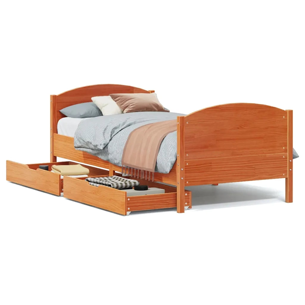 Letto senza Materasso Marrone Cera 100x200 cm in Legno di Pino 3301805
