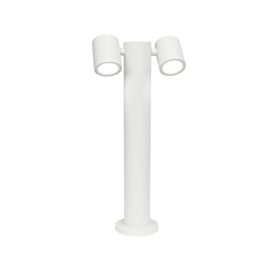 LAMPIONE BIANCO PALO DA GIARDINO ILLUMINAZIONE CON 2 DIFFUSORI ORIENTABILI PER ESTERNO AD ATTACCO PER LAMPADINE LED GU10