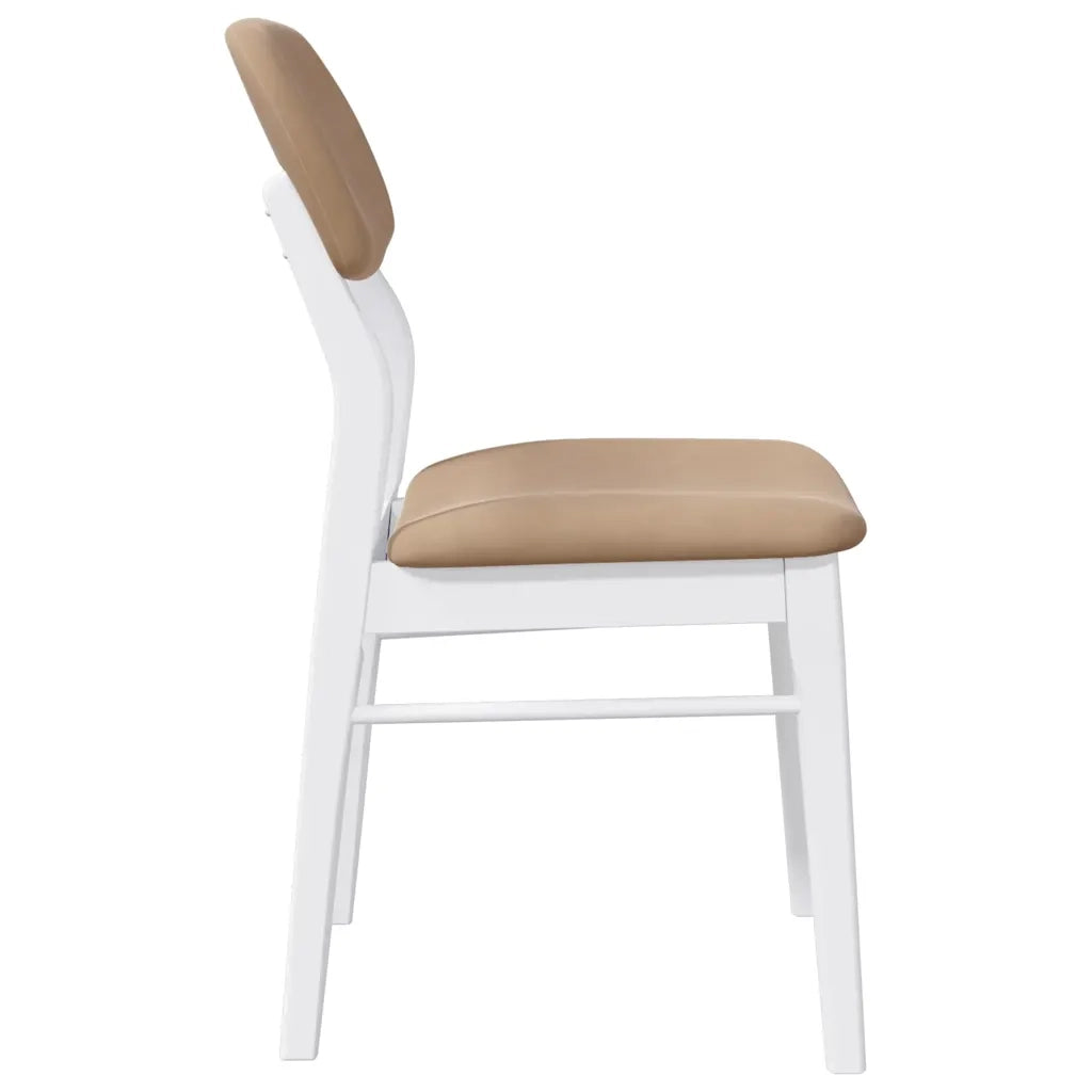 Sedie da Pranzo con Cuscini 2 pz Bianco Legno Massello di Hevea