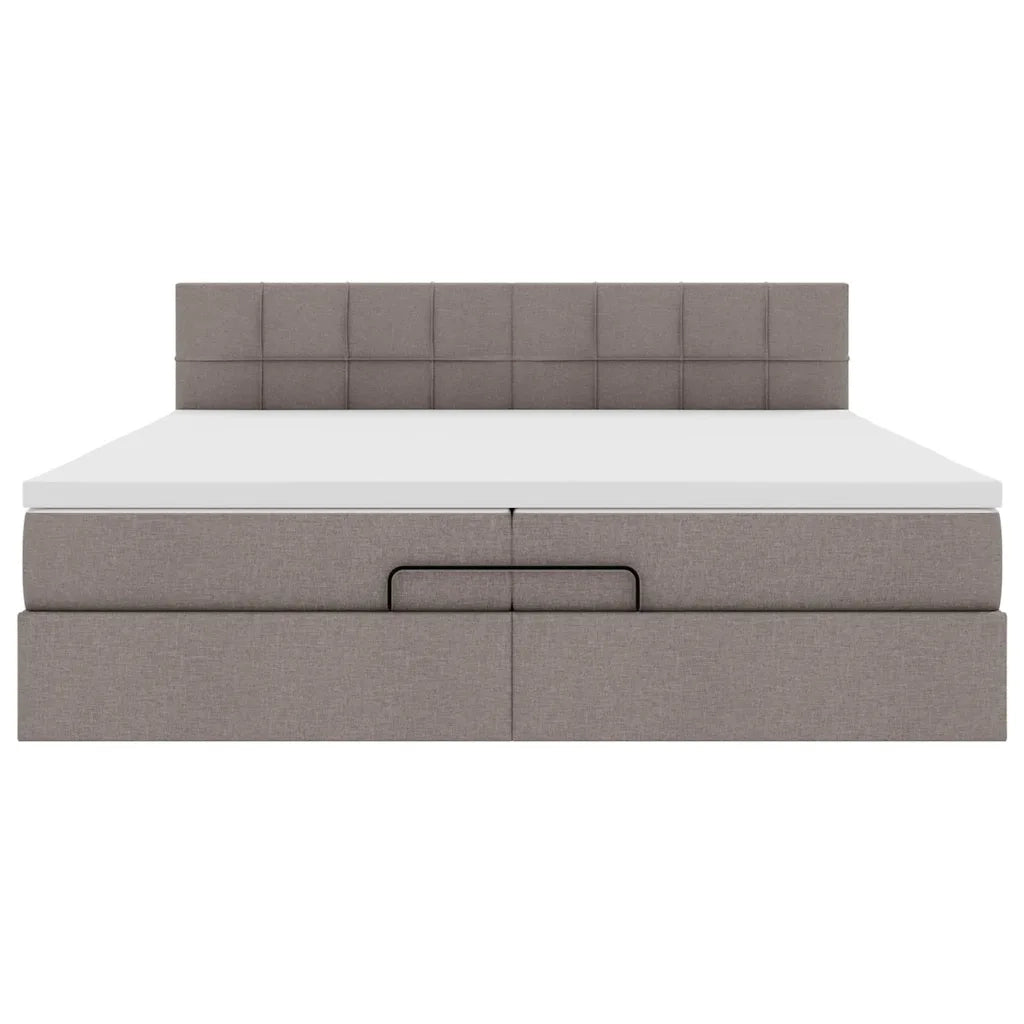 vidaXL Struttura Letto Pouf con Materassi Tortora 200x200 cm Tessuto