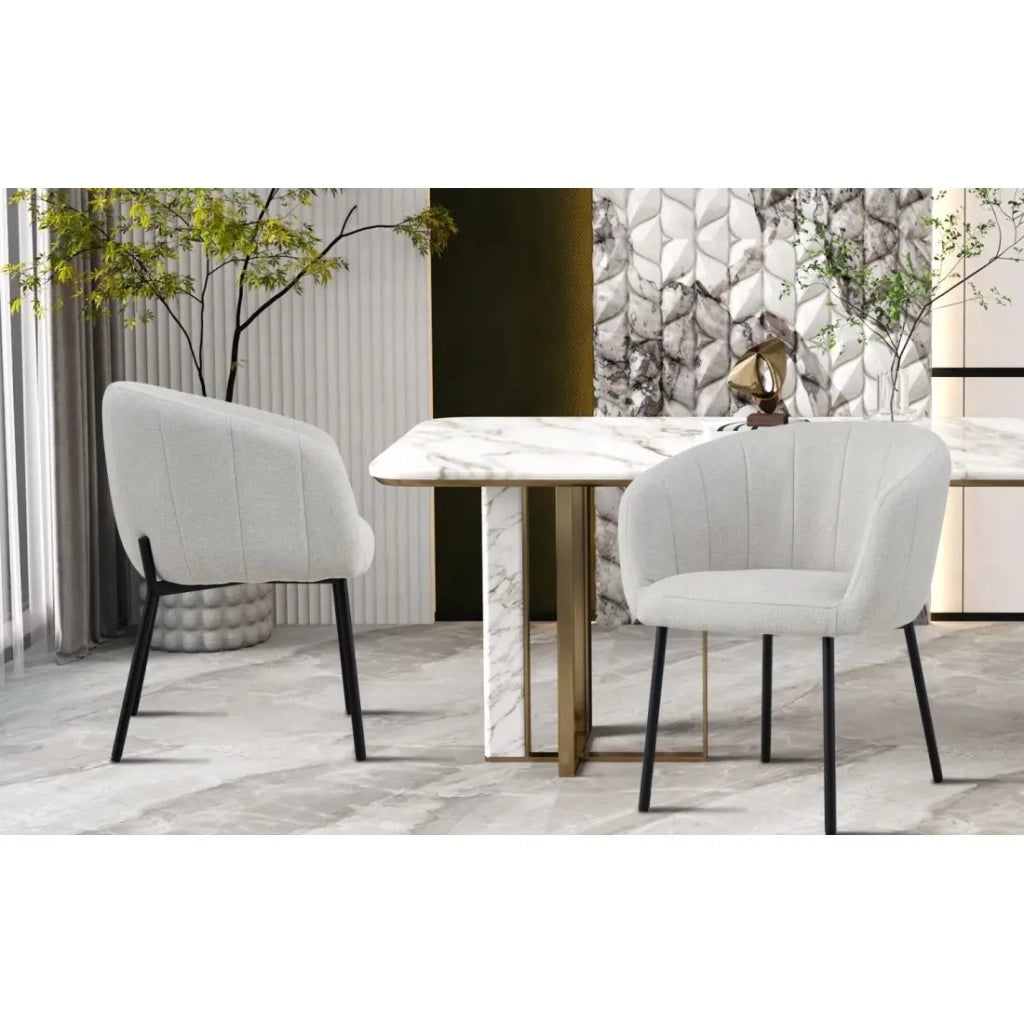 Sedia SIVIGLIA – Tessuto beige – Piedi in metallo – Altezza 79 cm – Stile contemporaneo