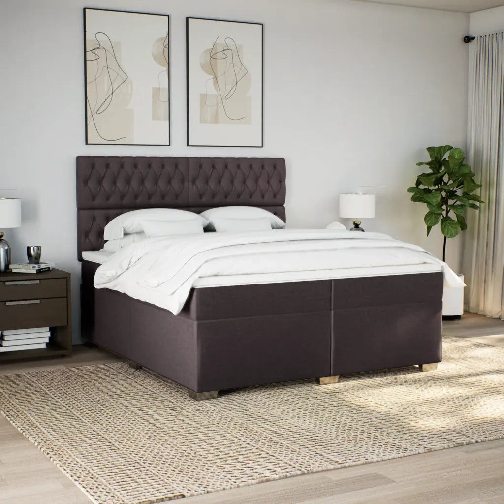 vidaXL Giroletto a Molle con Materasso Marrone Scuro 200x200cm Tessuto