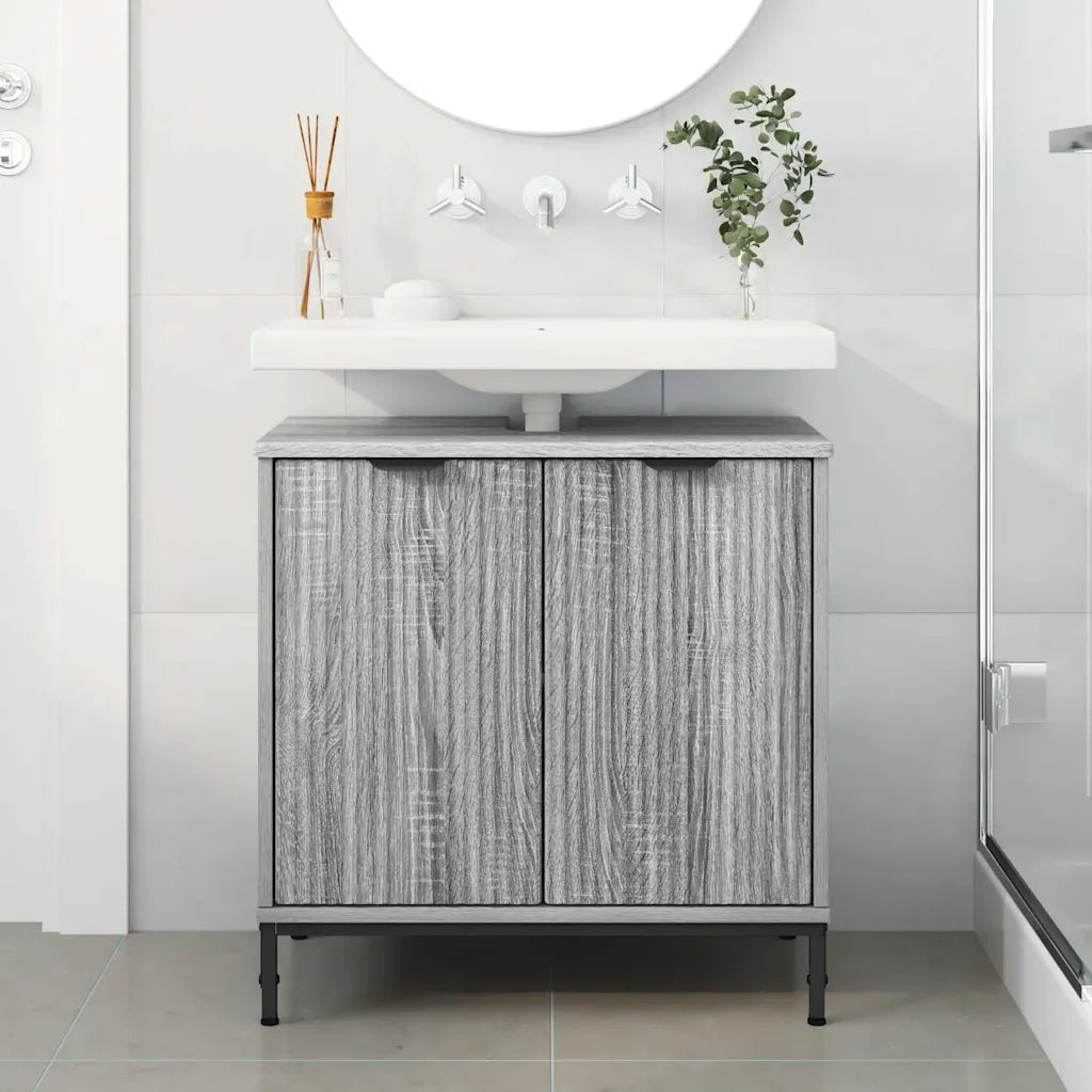 Armadio per Lavabo da Bagno Grigio Sonoma 60,5 x 33,5 x 61 cm