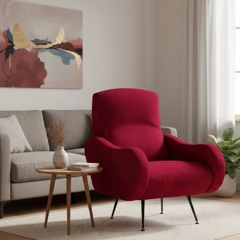 Poltroncina Lasnigo, Poltrona Braccioli Made in Italy, 70x100x98h cm Rosso