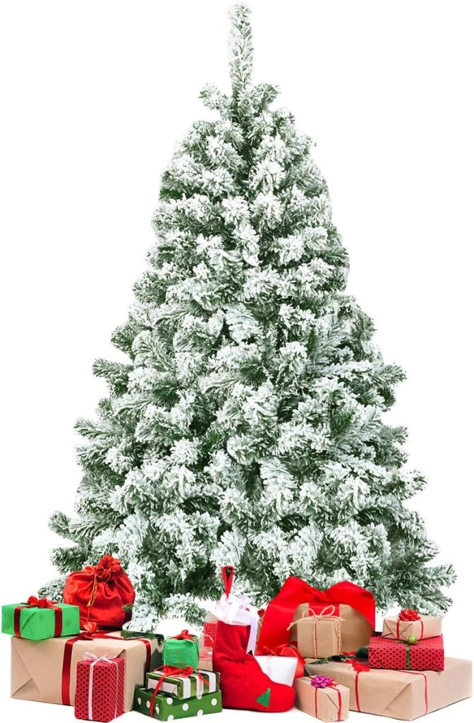 Albero di Natale Innevato da 135/180/225 cm, Albero di Natale con 400/928/1364 Rami Folti e Base di Metallo, Decorazione Natalizia per Casa, Ufficio e Negozio (180 cm)