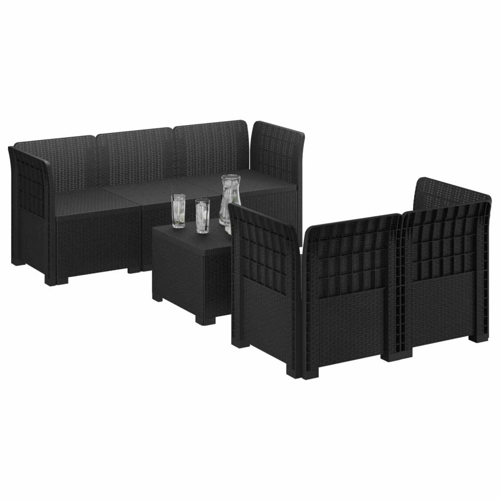 Divano da Giardino 5 Posti Stile Rattan PP Antracite 3443886