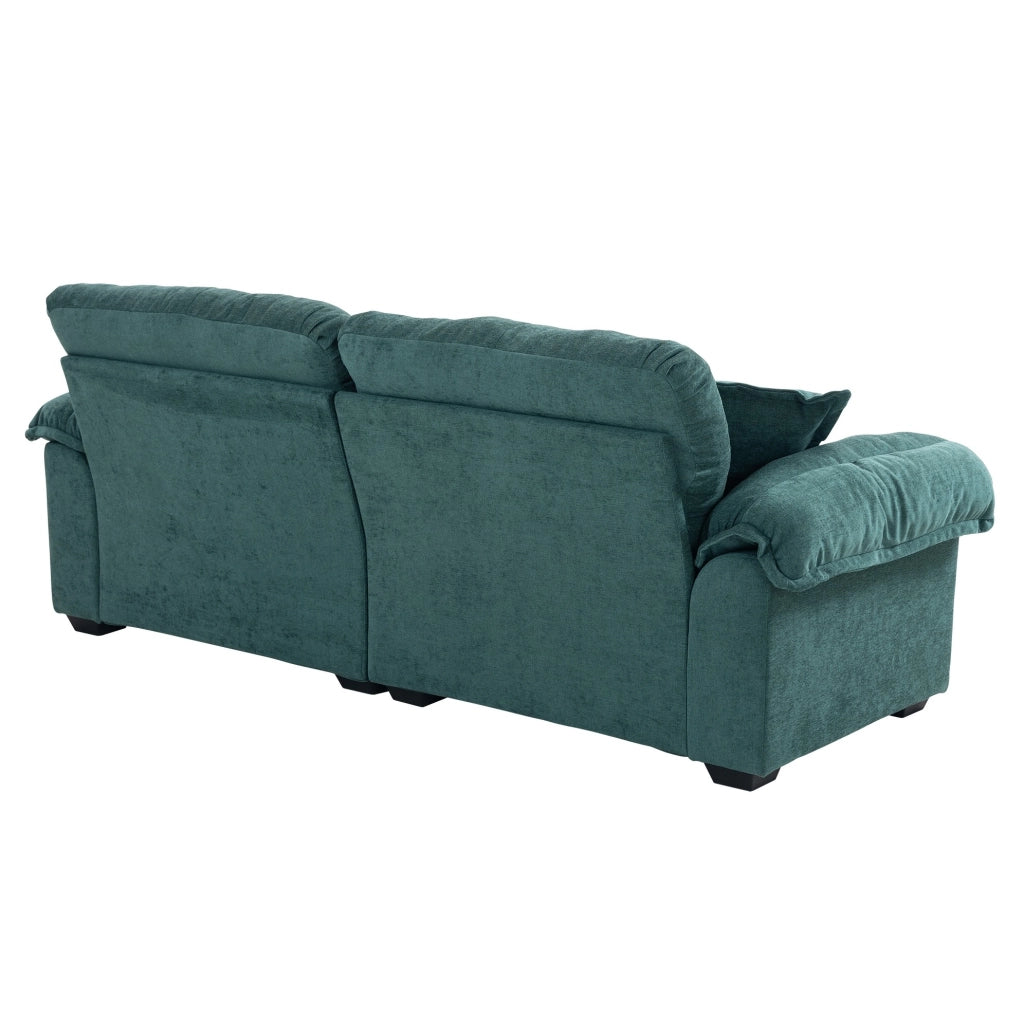 Divano 2 posti 214x89x93 cm in tessuto verde, con 2 cuscini, per piccoli salotti –