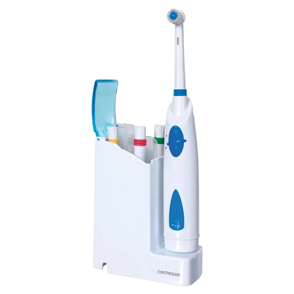 Trade Shop - Spazzolino Elettrico Oscillante Ricaricabile Con Base 4 Testine Intercambiabili Impermeabile -