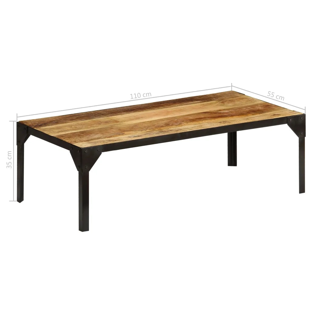 Tavolino da Salotto in Legno Massello di Mango e Acciaio 110 cm 246631