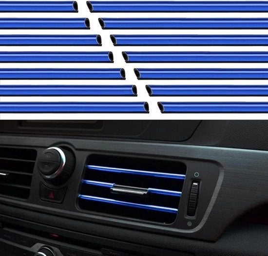 20 pacchetto di strisce decorative per condizionatori d'aria dell'auto - Strisce decorative DIY per griglie di ventilazione - Accessori flessibili per interni di auto - Strisce decorative per la maggior parte delle griglie di ventilazione (blu)