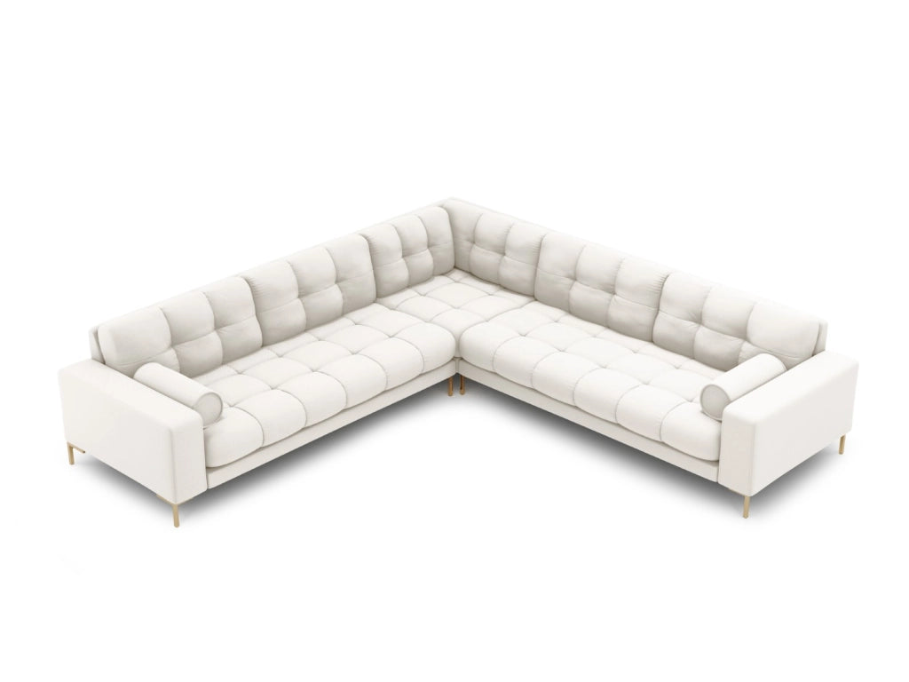 Cosmopolitan Design - Divano angolare reversibile "Bali" 6 posti in tessuto strutturato beige chiaro 