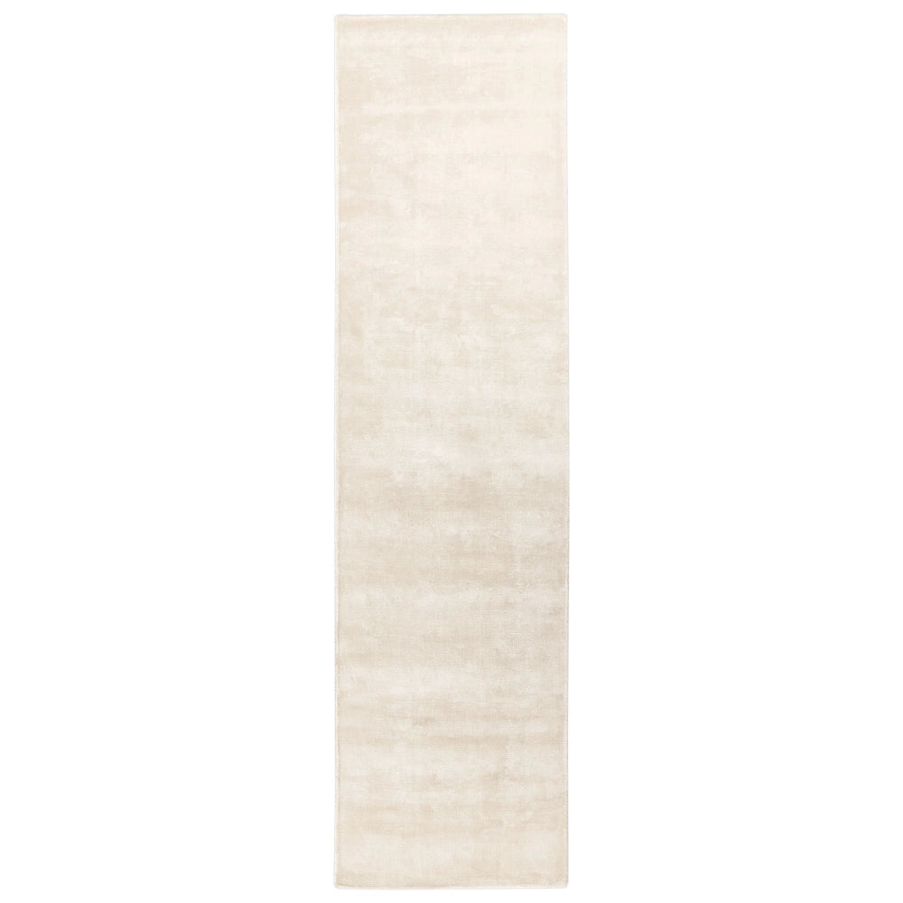 Tappeto a pelo corto in viscosa beige chiaro 80 x 300 cm pelo corto capitonné moderno
