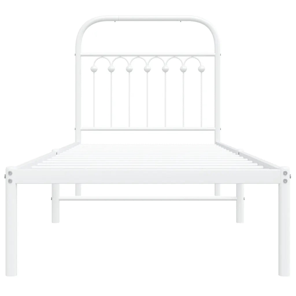 Giroletto senza Materaso con Testiera Metallo Bianco 75x190 cm 376639