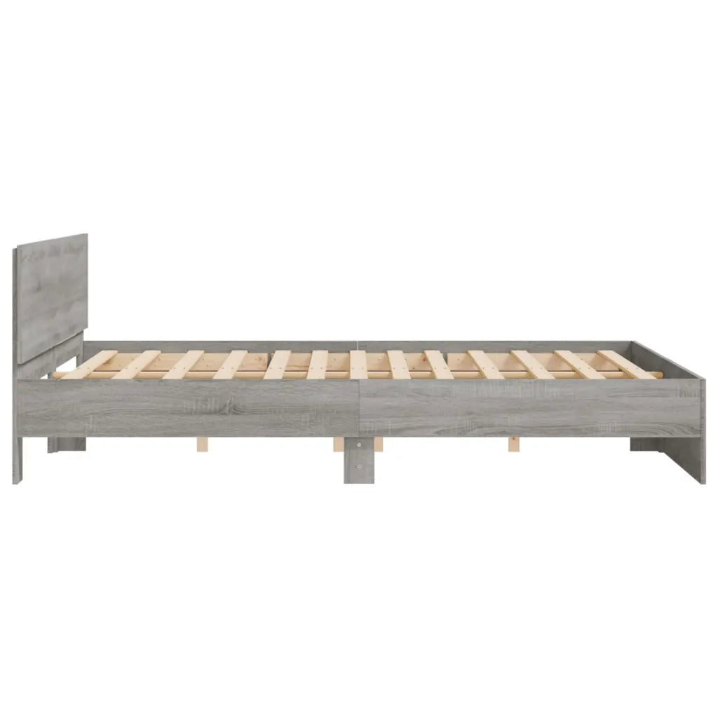 Giroletto con Testiera-Struttura Letto con testiera Grigio Sonoma 160x200 cm