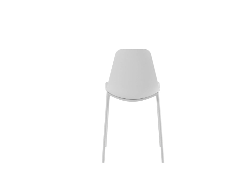Sedia Frida Design Moderno in Polipropilene con Gambe in Metallo - Seduta Ergonomica per Arredo Interni Casa Ufficio - Colore Bianco