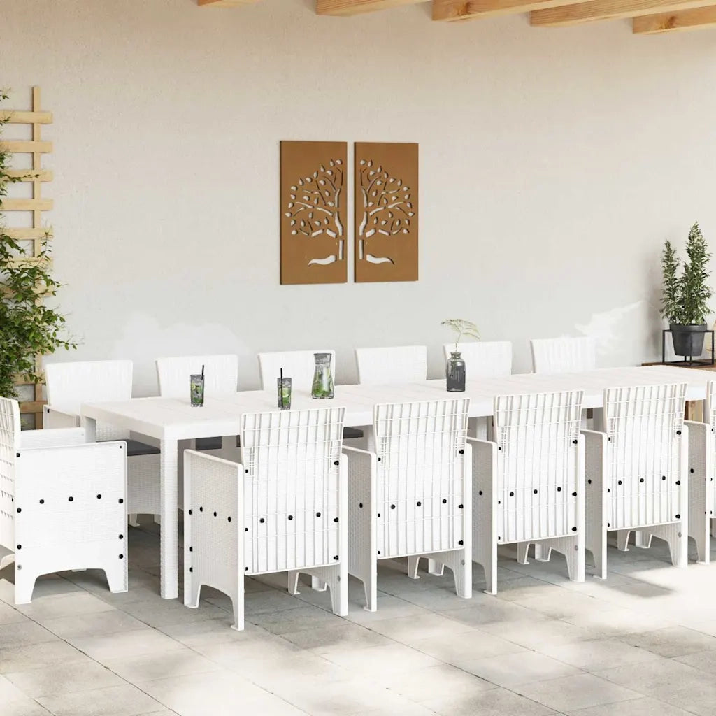 Set da Pranzo per Giardino 15 pcs Bianco Rattan Polt 3378645