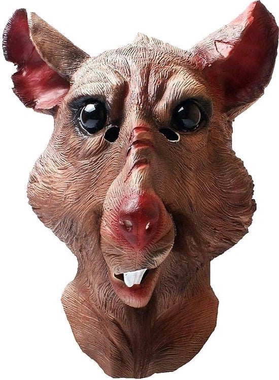 Maschera di latex con denti da topo, maschera animale a forma di topo, fantasia per Halloween, costume party, maschera di latex per il viso intero