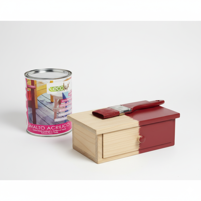 Ecolux smalto satinato acrilico ecologico per legno e metallo *** formato 750 ml, colore- rosso ossido, confezione 1