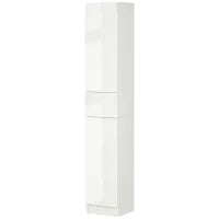 kleankin Colonna Bagno con Cassetto e 2 Armadietti Bianco Lucido, 30x28x170cm