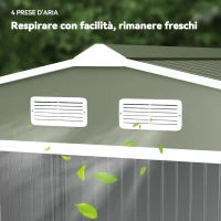 Casetta da Giardino con 2 Porte Scorrevoli e 4 Prese d'Aria in Acciaio, 277x195x192cm, Verde Chiaro