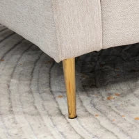 Divano Letto 3 Posti in Tessuto con Poggiapiedi e Schienale a 5 Reclinazioni, 213x91x83cm, Crema