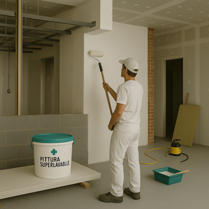 Set 2 idrolastre cartongesso h2 ba13 1200x2000 pittura superlavabile 2,5 l