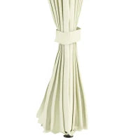 Gazebo da Giardino 4x3m con Doppio Tettuccio, Pareti in Poliestere e Struttura in Acciaio, Beige