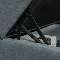 Divano Componibile Modulare 3 Posti con Pouf Poggiapiedi e Cuscini, Rivestimento in Flanella, Grigio Scuro