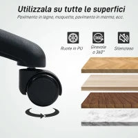 Sedia Girevole con Anello Poggiapiedi e Schienale Ricurvo, in Poliestere, Schiuma e Plastica, 55x58x94 cm, Nero