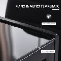 Tavolo da Cucina per 4 Persone in Metallo e Vetro Temperato, 120x60x75 cm, Nero
