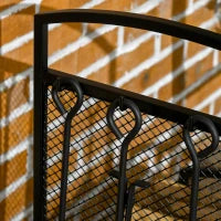 Portalegna da Interno ed Esterno in Metallo con Ganci e 4 Attrezzi Inclusi, 39x39x68cm, Nero