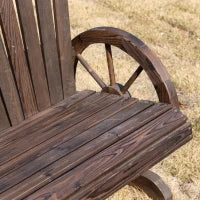 Panchina da Giardino in Legno Stile Country con Braccioli a Ruota, 108x66x95cm, Colore Legno