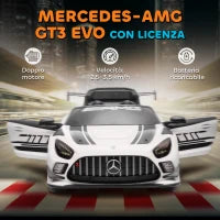 Auto Elettrica Bambini 3-8 Anni Mercedes-AMG 12V con Telecomando, Luci LED, Rotelle di Trasporto, Bianco