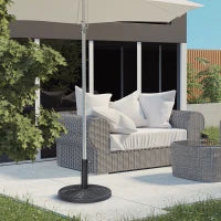 Base per Ombrellone da Giardino Rotonda Effetto Rattan Ø45cm Peso da 9.5kg, Nero