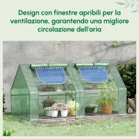 Serra per Piante Orto con 2 Coperture in PE e PVC, Struttura in Acciaio - Verde 180x90x90cm