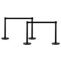 Set 2 Colonnine Segnapercorso in Acciaio con Nastro Nero Allungabile, 200x32x90cm