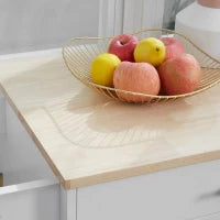 Carrello da Cucina con Ruote, Isola da Cucina con Cassetto, Armadio e Porta-Strofinacci, Bianco